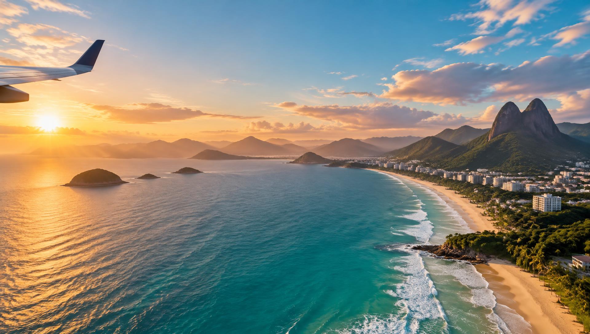 Litoral brasileiro visto de um avião ao amanhecer